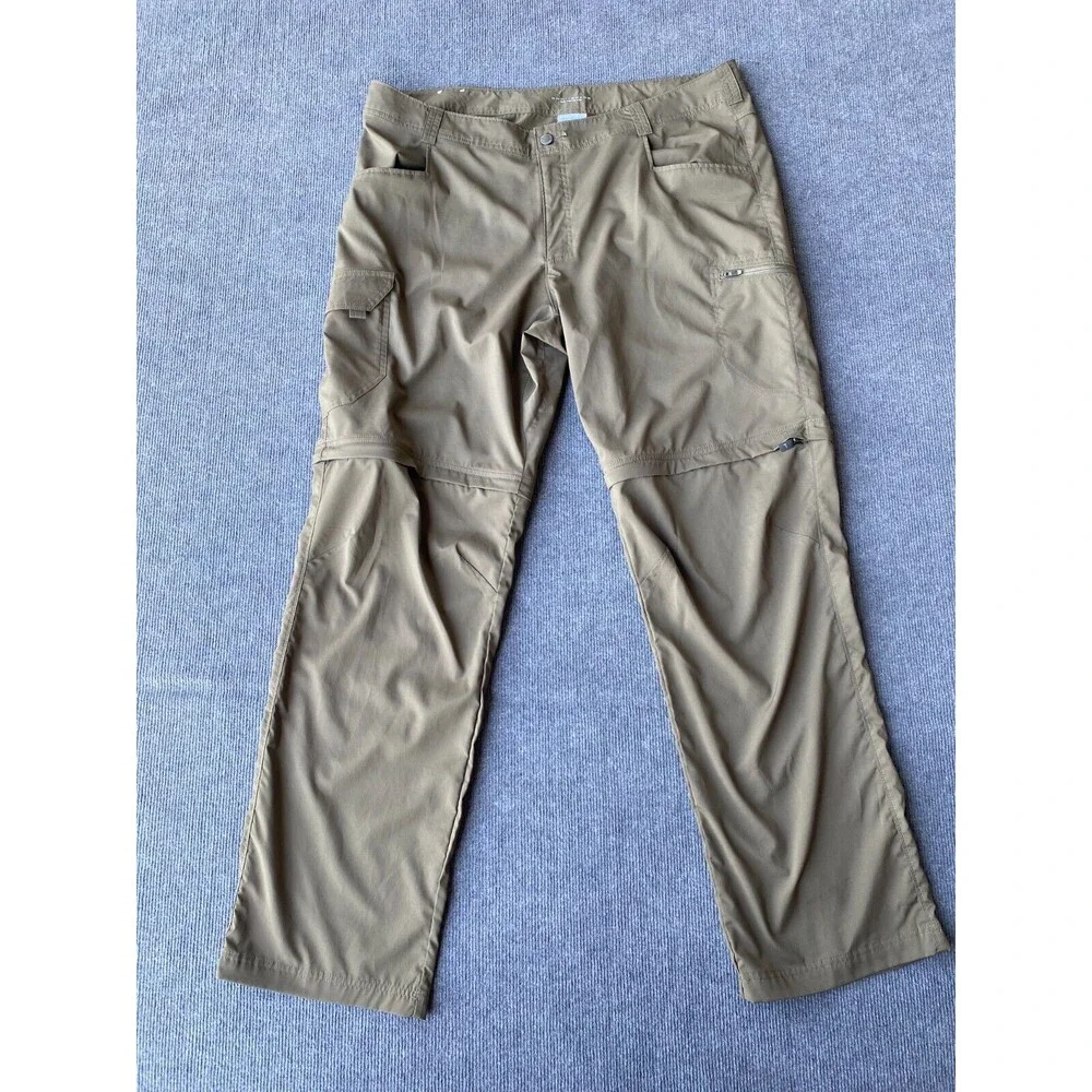Columbia Mens Convertible Pants 43x34 brown khaki omni-shade sun protection Tusk